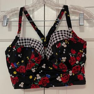 Plaid and Floral Bathing Suit